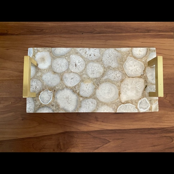 Anthropologie Agate Decorative Tray with Handles - Picture 3 of 3